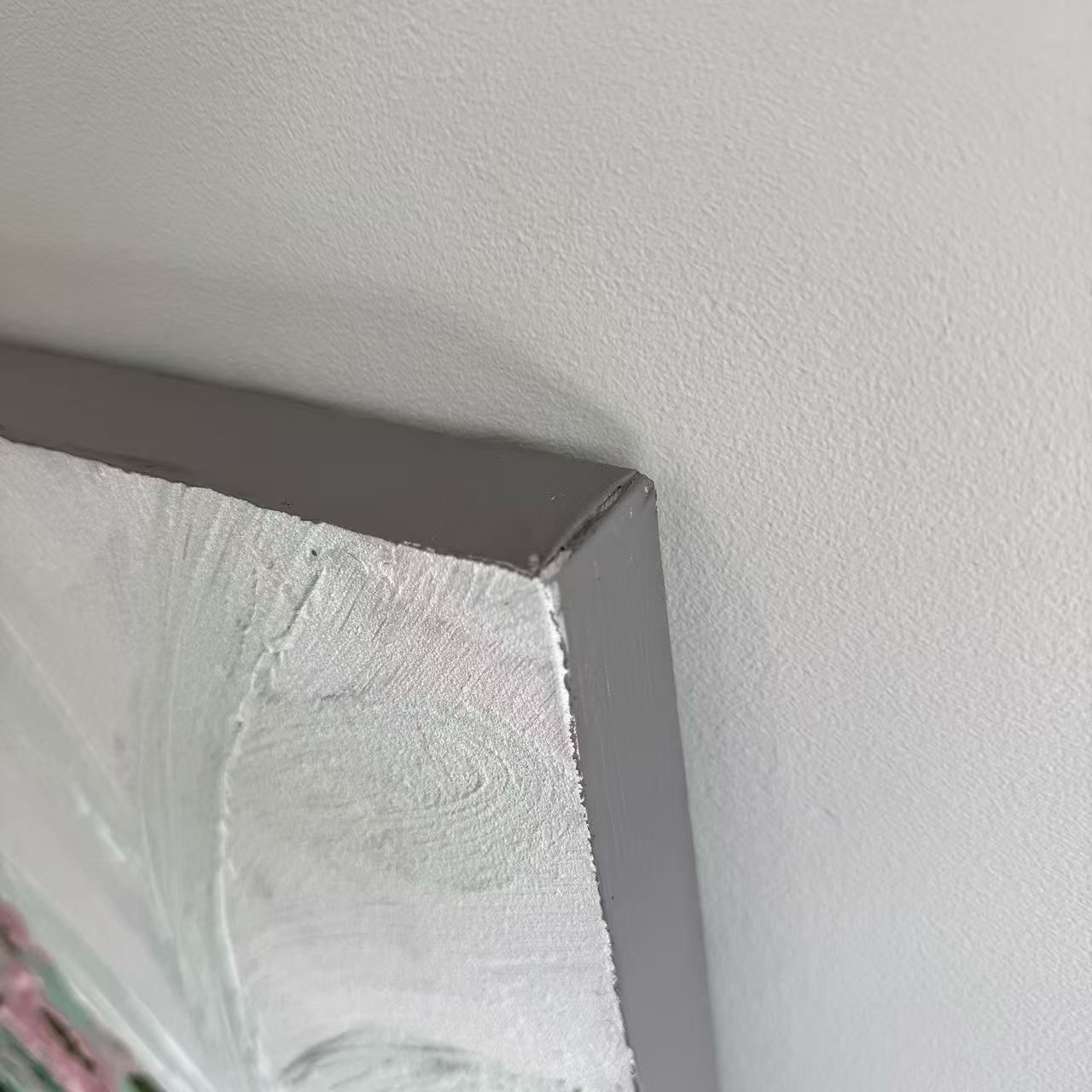 Blush Leaves unframed canvas corner detail hand painted wall art