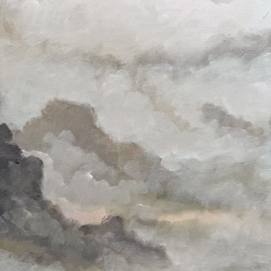 Cloud Study textured oil painting detail landscape wall art cloud and taupe tones