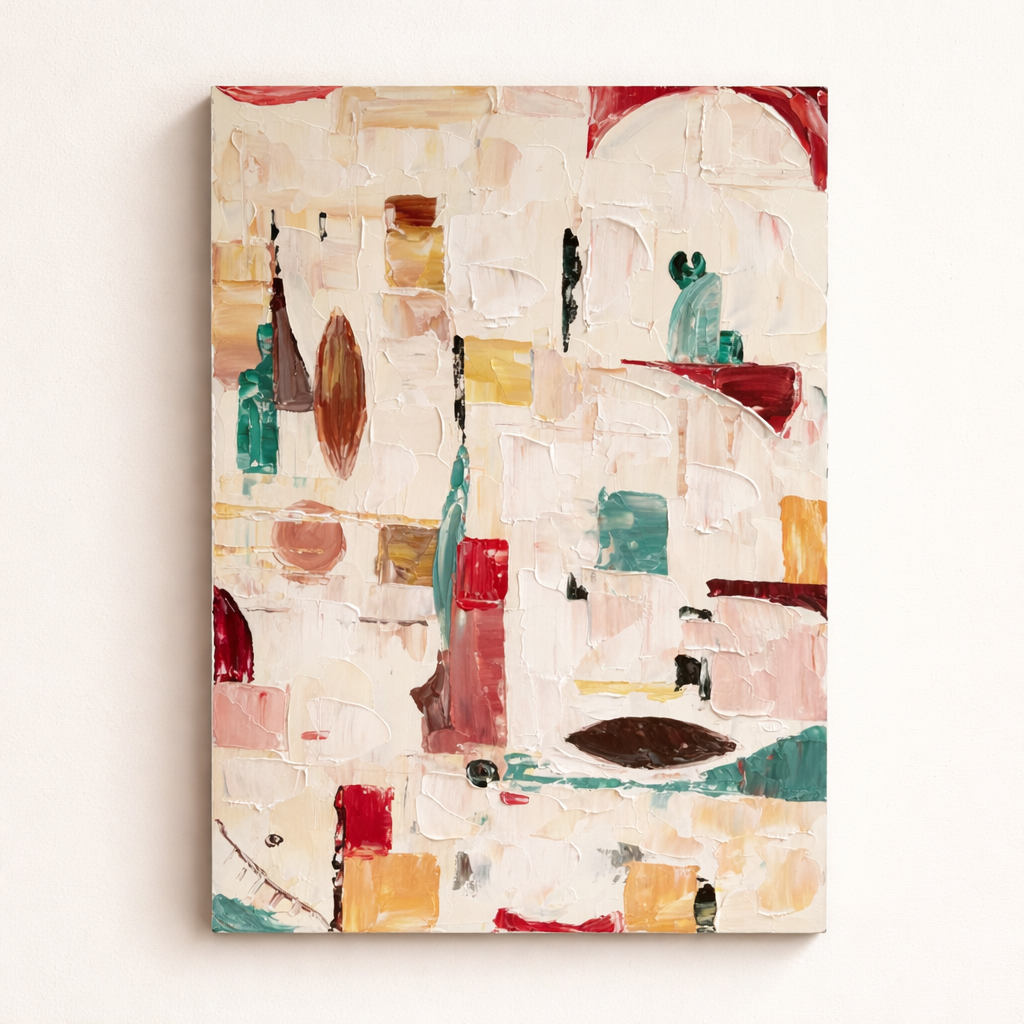 Cream & Confetti hand painted oil painting 50x70cm unframed canvas wall art NZ front view