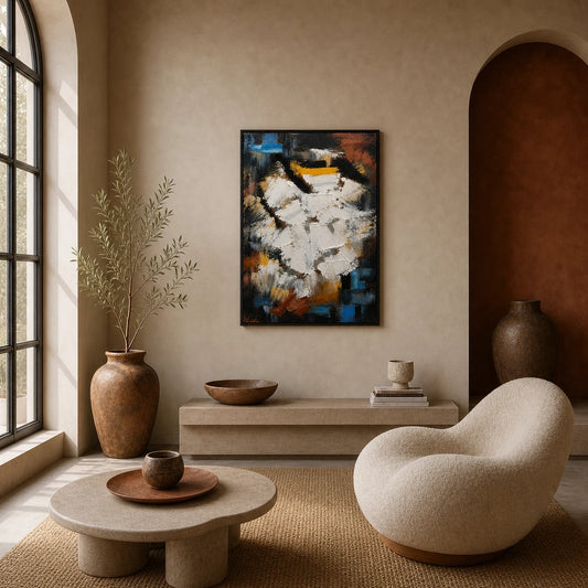 Ember Vein Hand Painted Textured Oil Painting 70x100cm hand-painted wall art in styled room scene