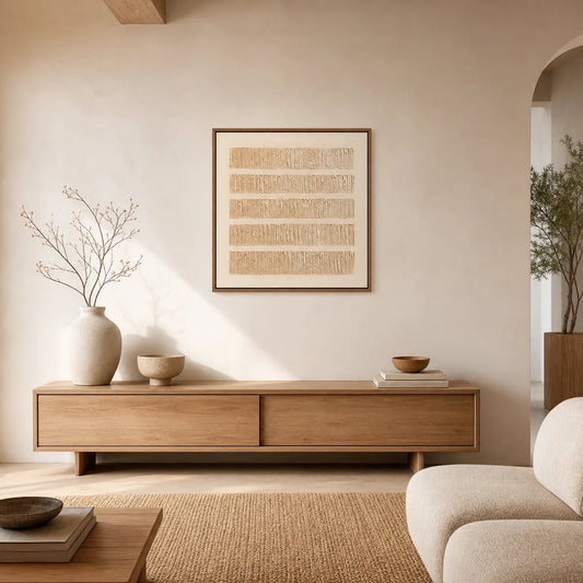 Folded Lines Hand Painted Textured Oil Painting 60x60cm hand-painted wall art in styled room scene