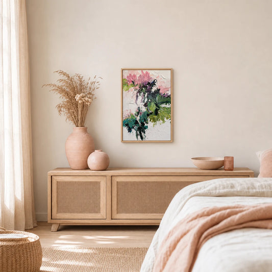 Manuka Flush Hand Painted Textured Oil Painting 50x70cm hand-painted wall art in styled room scene