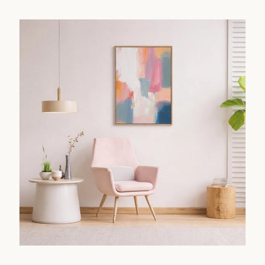 Rose Haze Hand Painted Textured Oil Painting 50x70cm hand-painted wall art in styled room scene