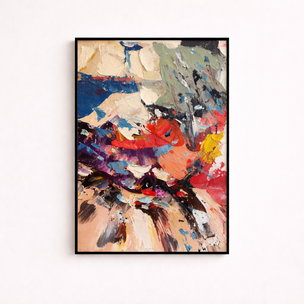 Vibrance hand painted oil painting 50x70cm black frame wall art NZ front view