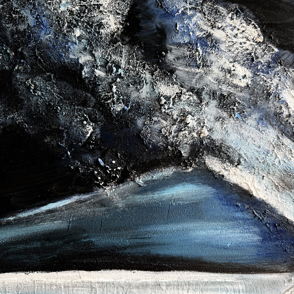 Blue Whales Hand Painted Textured Oil Painting | Coastal Wall Art painting closeup detail Closeup 2