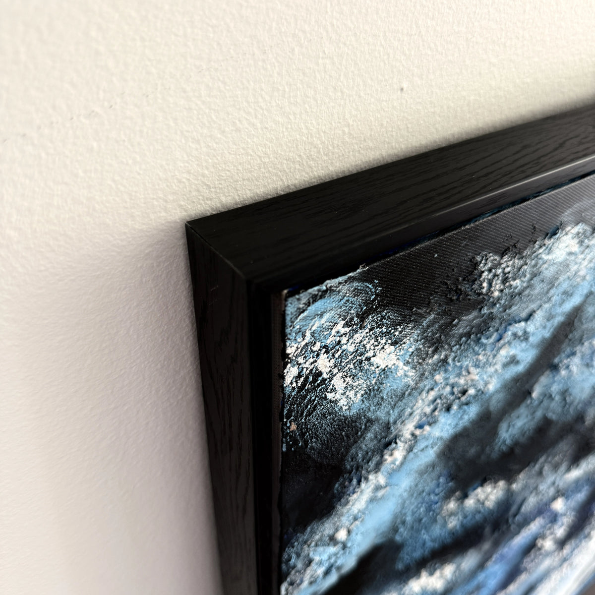 Blue Whales Hand Painted Textured Oil Painting | Coastal Wall Art painting closeup detail Closeup 3