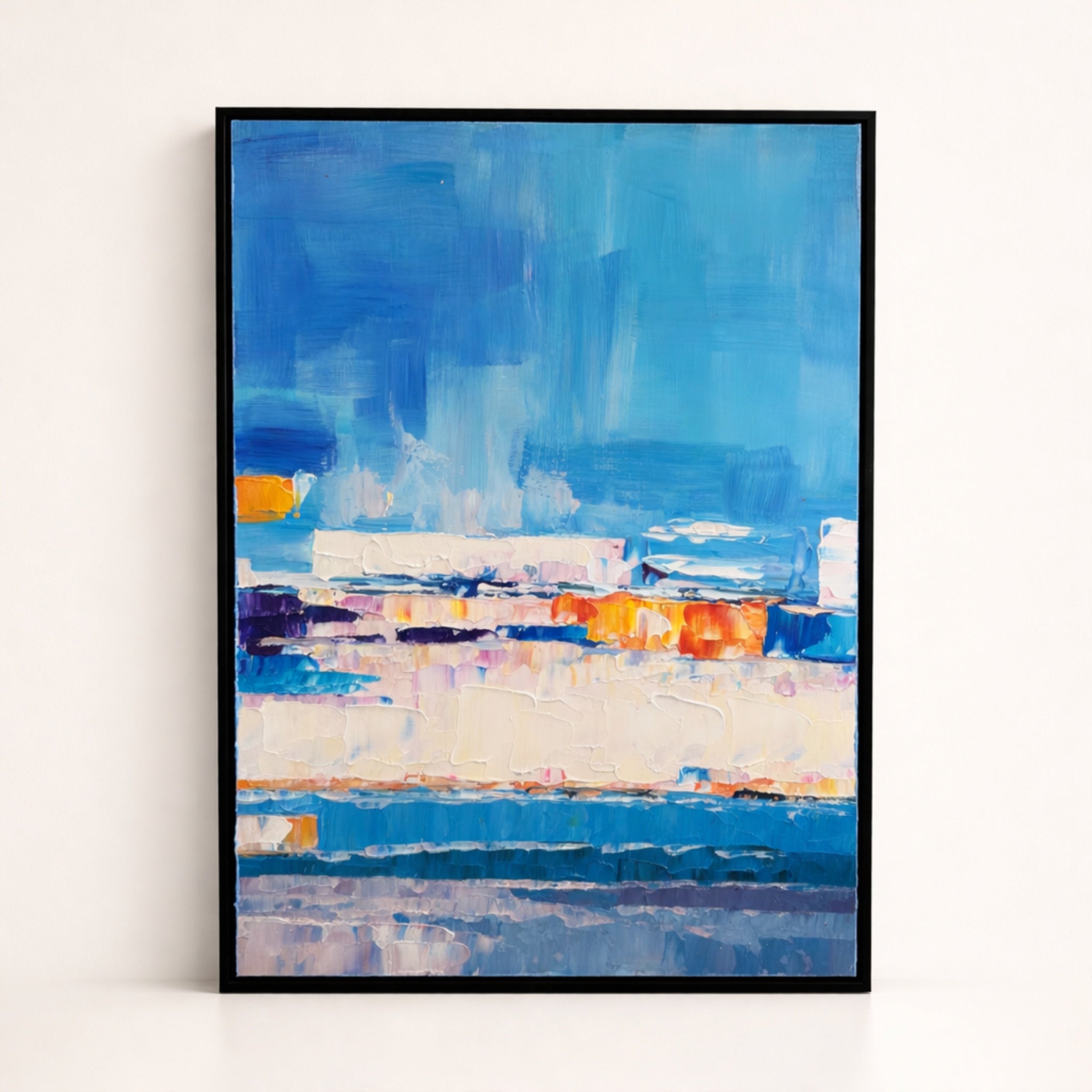 Blue Horizon Hand Painted Textured Oil Painting | Seascape Wall