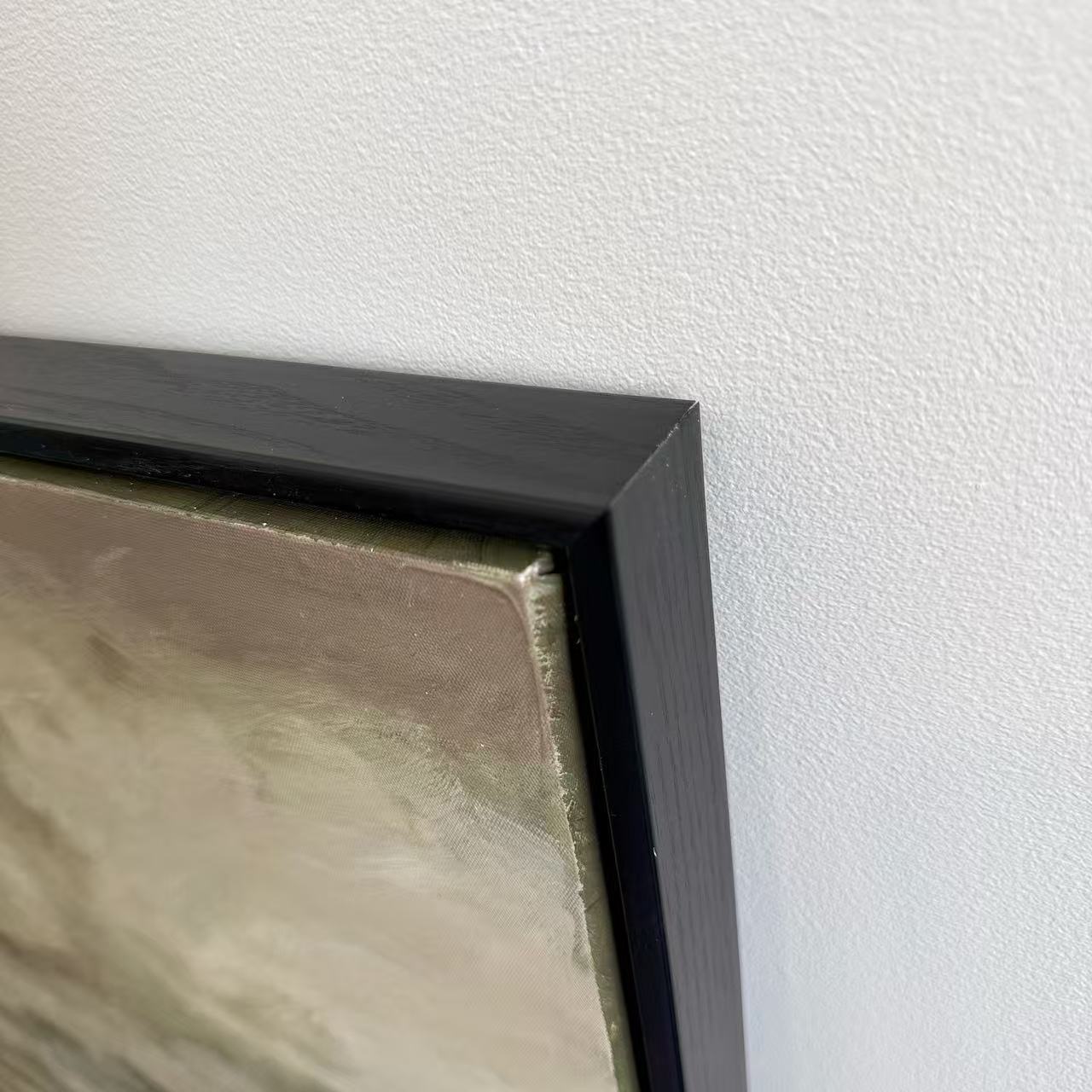 Cloud Study black wood frame corner detail hand painted wall art NZ