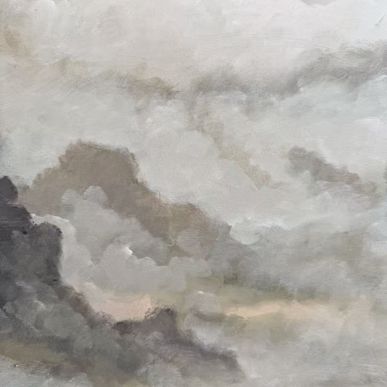 Cloud Study textured oil painting detail landscape wall art cloud and taupe tones