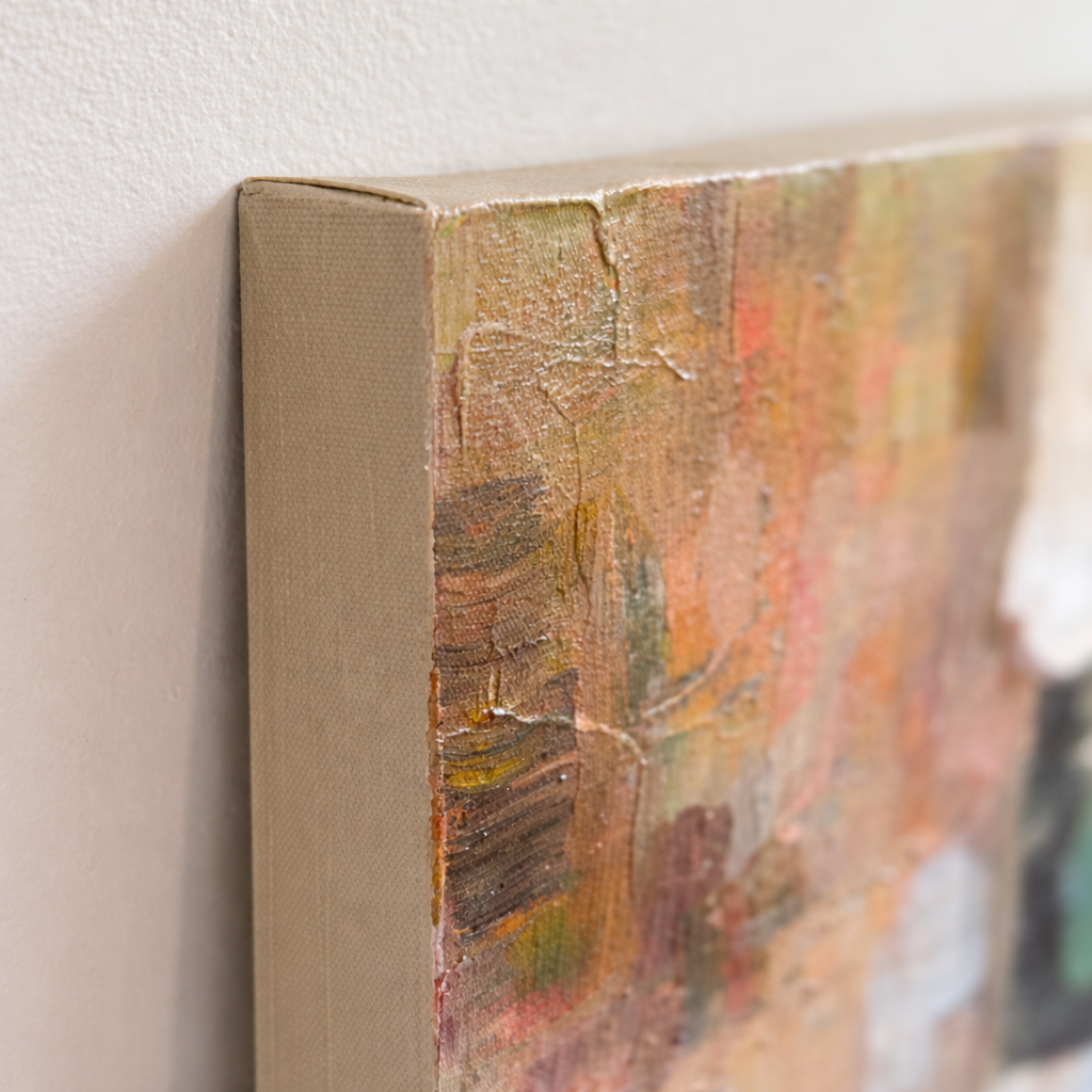 Blush & Moss Hand Painted Textured Oil Painting | Abstract Wall Art NZ