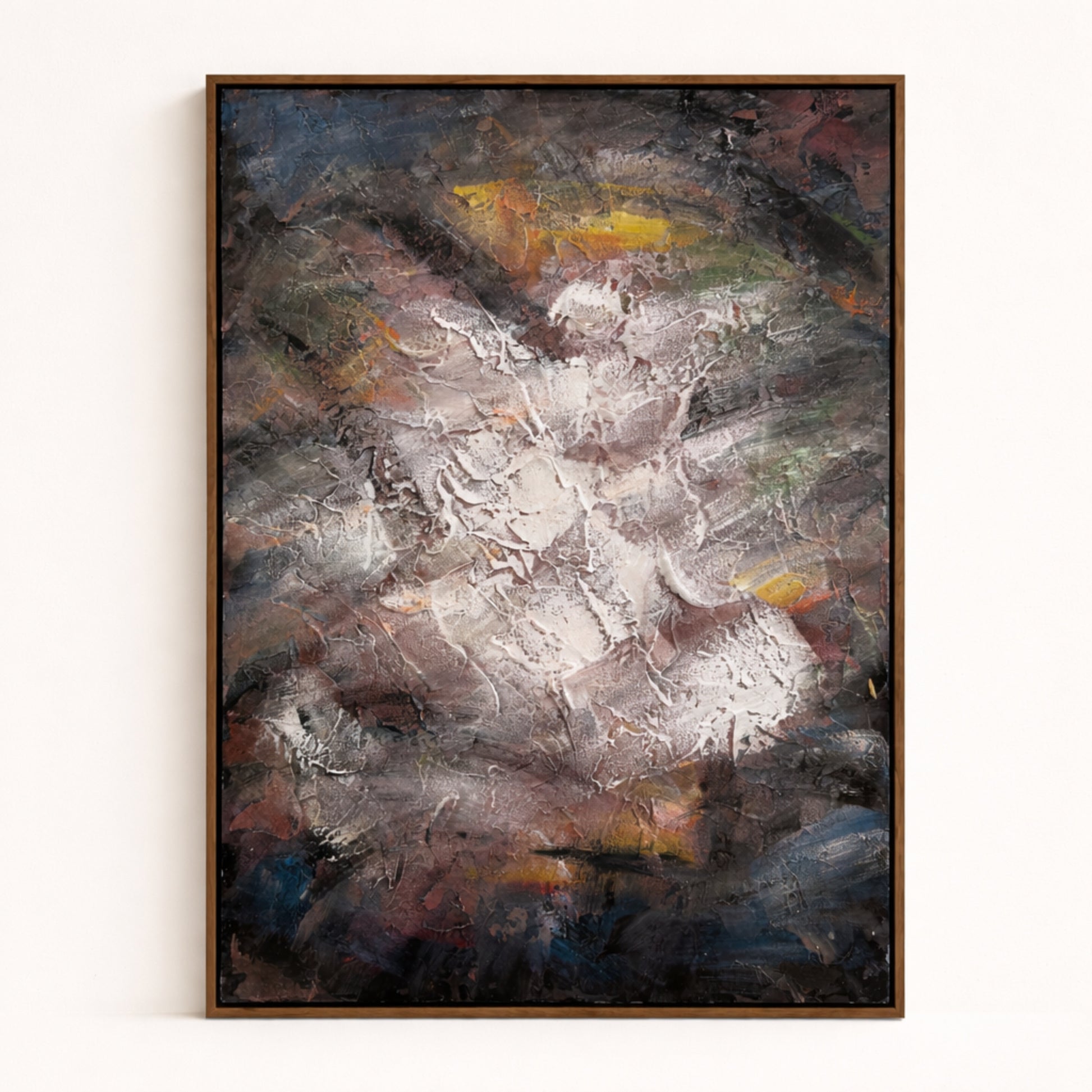 Ember Vein hand painted oil painting 70x100cm abstract wall art NZ natural wood frame front view