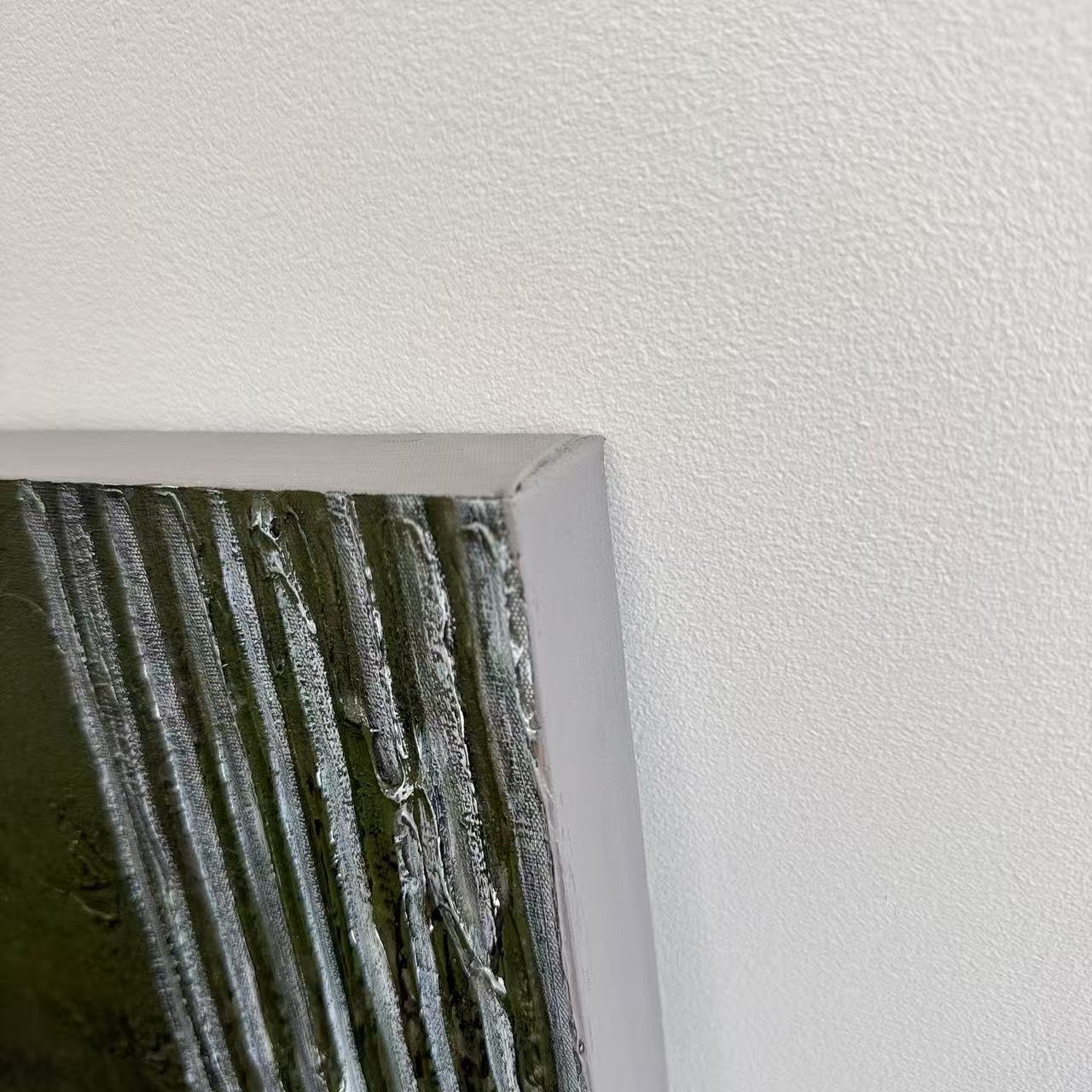 Olive Lines unframed canvas corner detail hand painted wall art NZ