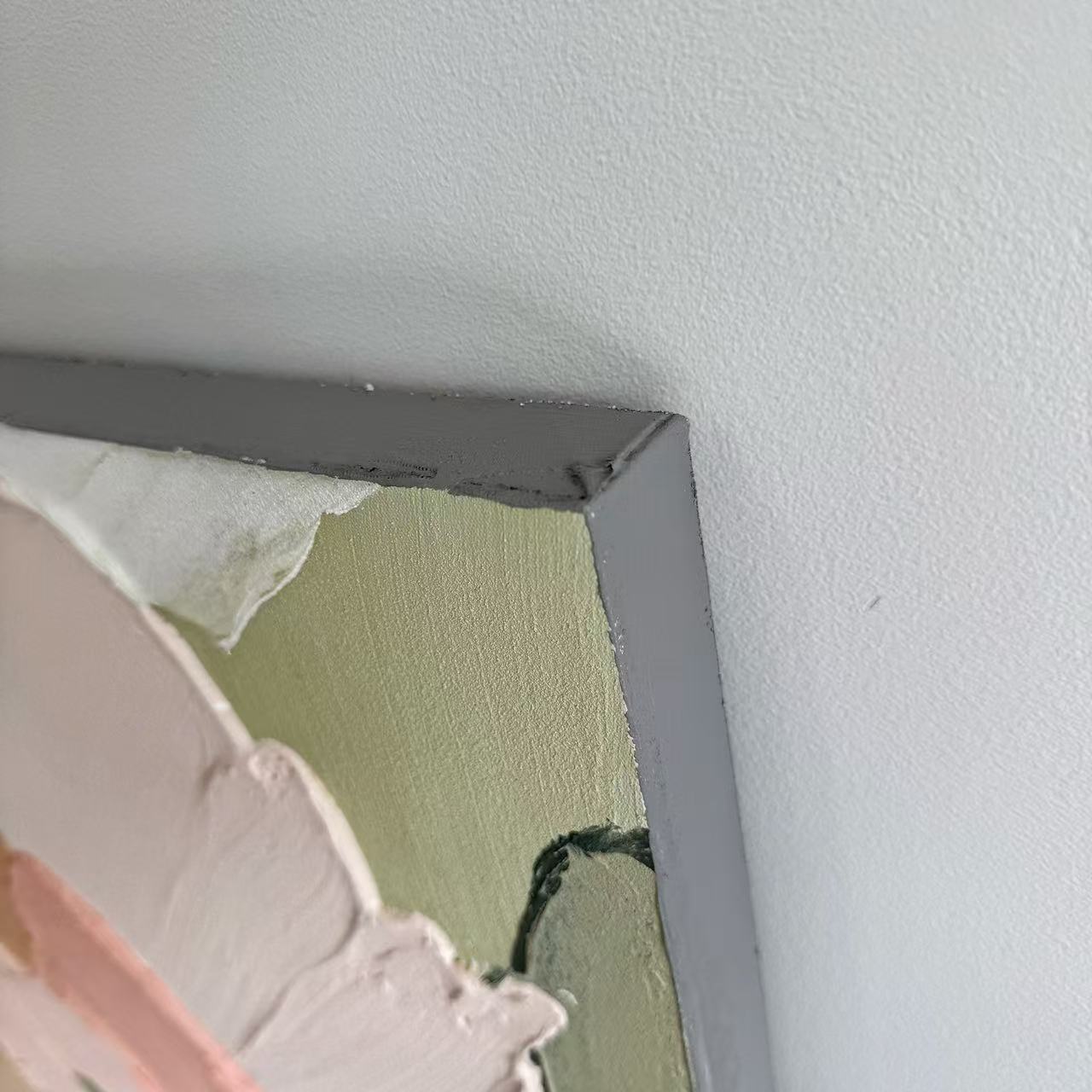 Petal Light unframed canvas corner detail hand painted wall art NZ