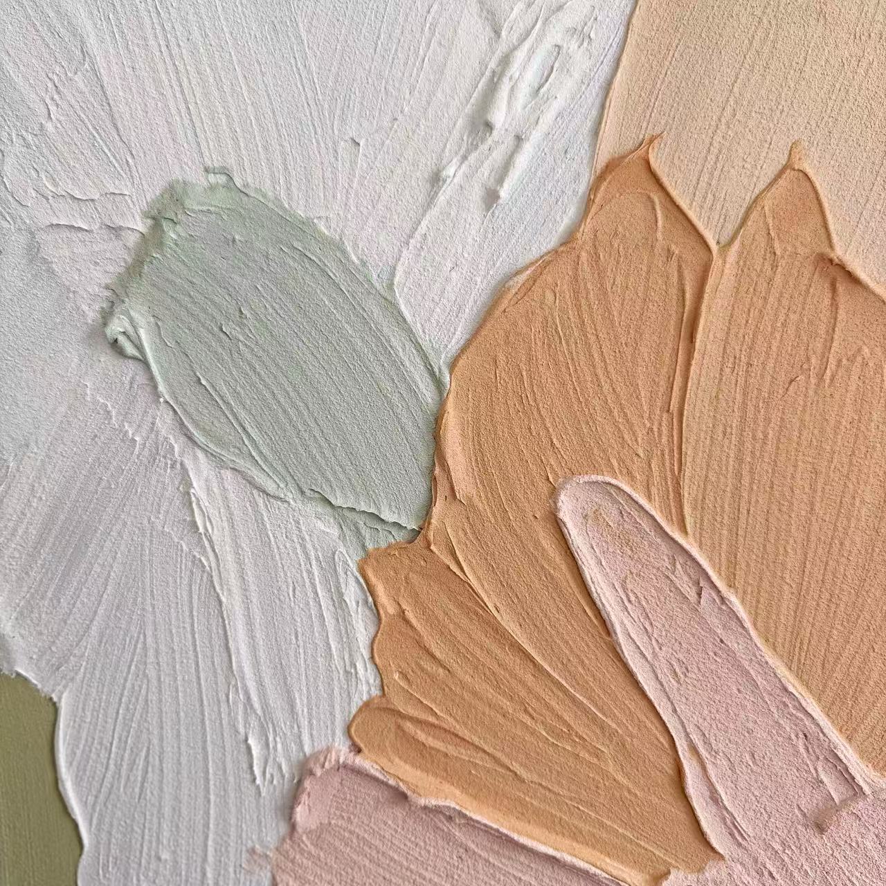 Petal Light hand painted oil painting close up detail textured floral wall art NZ