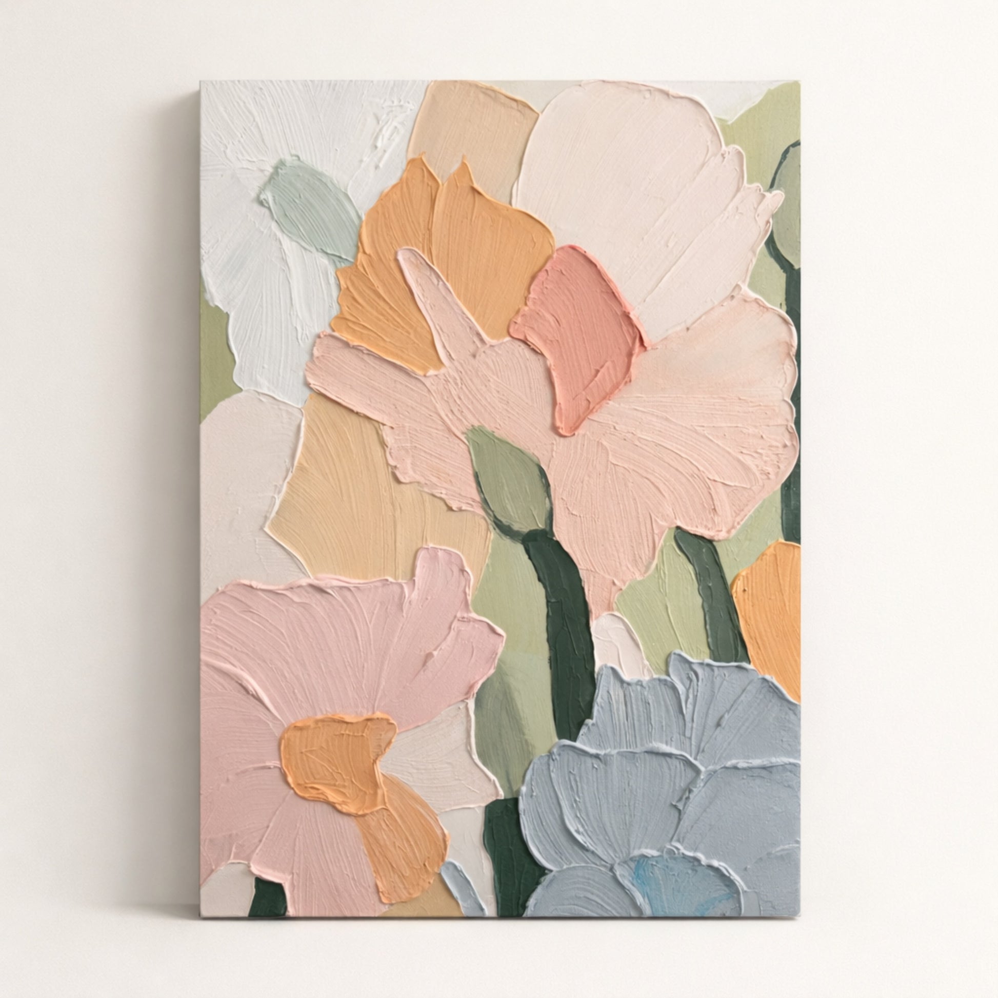 Petal Light hand painted oil painting 70x100cm floral wall art NZ unframed front view