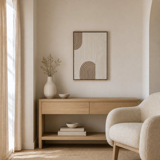 Arch Texture 50x70cm hand-painted wall art in styled room scene