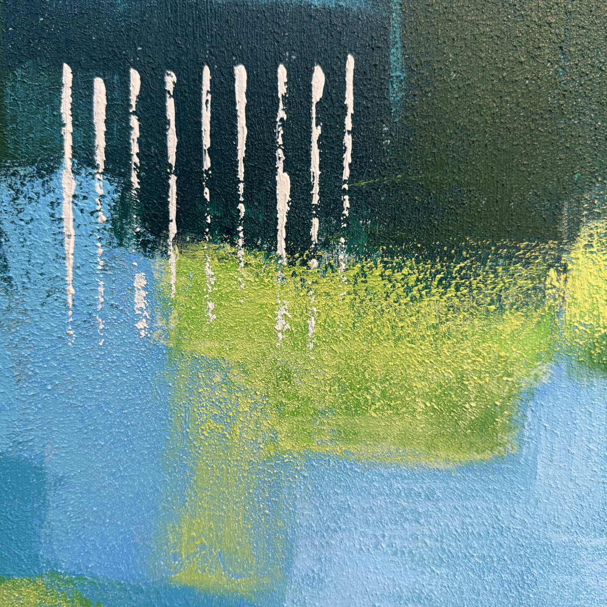 Blue Spring Hand Painted Textured Oil Painting | Abstract Wall Art painting closeup detail