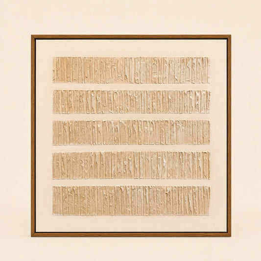 Folded Lines hand painted textured oil painting in natural wood frame, 60 x 60 cm