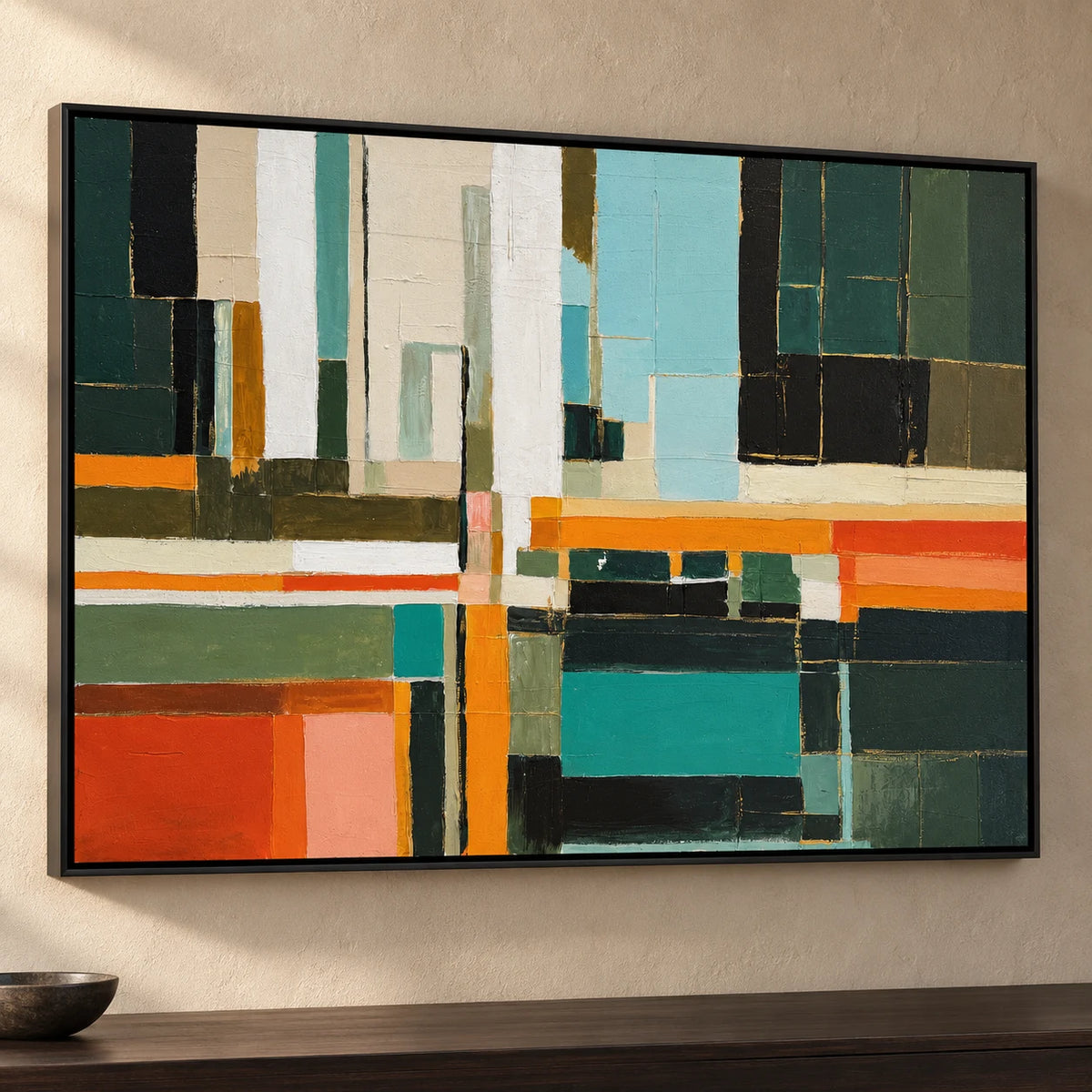 Geothermal Order 100 x 70 cm hand-painted textured oil painting in a styled room scene