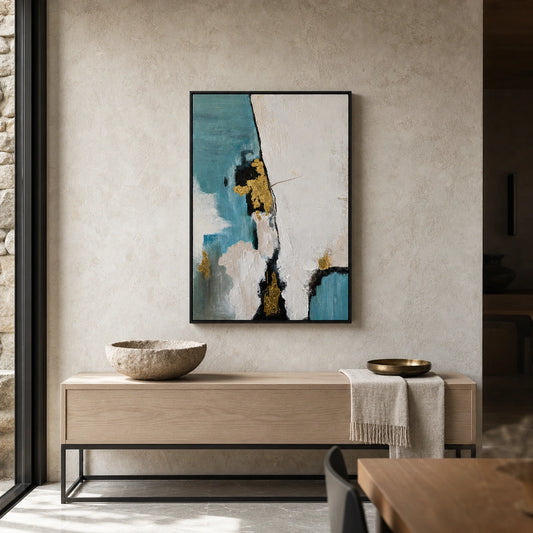 Jade Vein 70x100cm hand-painted wall art in styled room scene