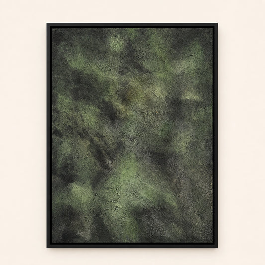 Verdant Hush hand painted textured oil painting in black wood frame, 60 x 80 cm