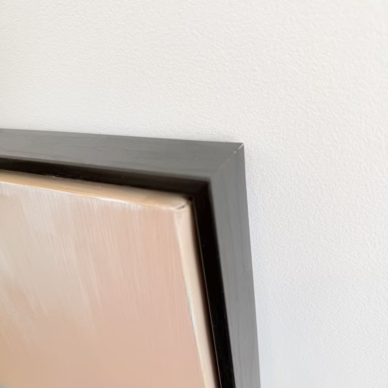 Quiet Lily black wood frame corner detail hand painted wall art