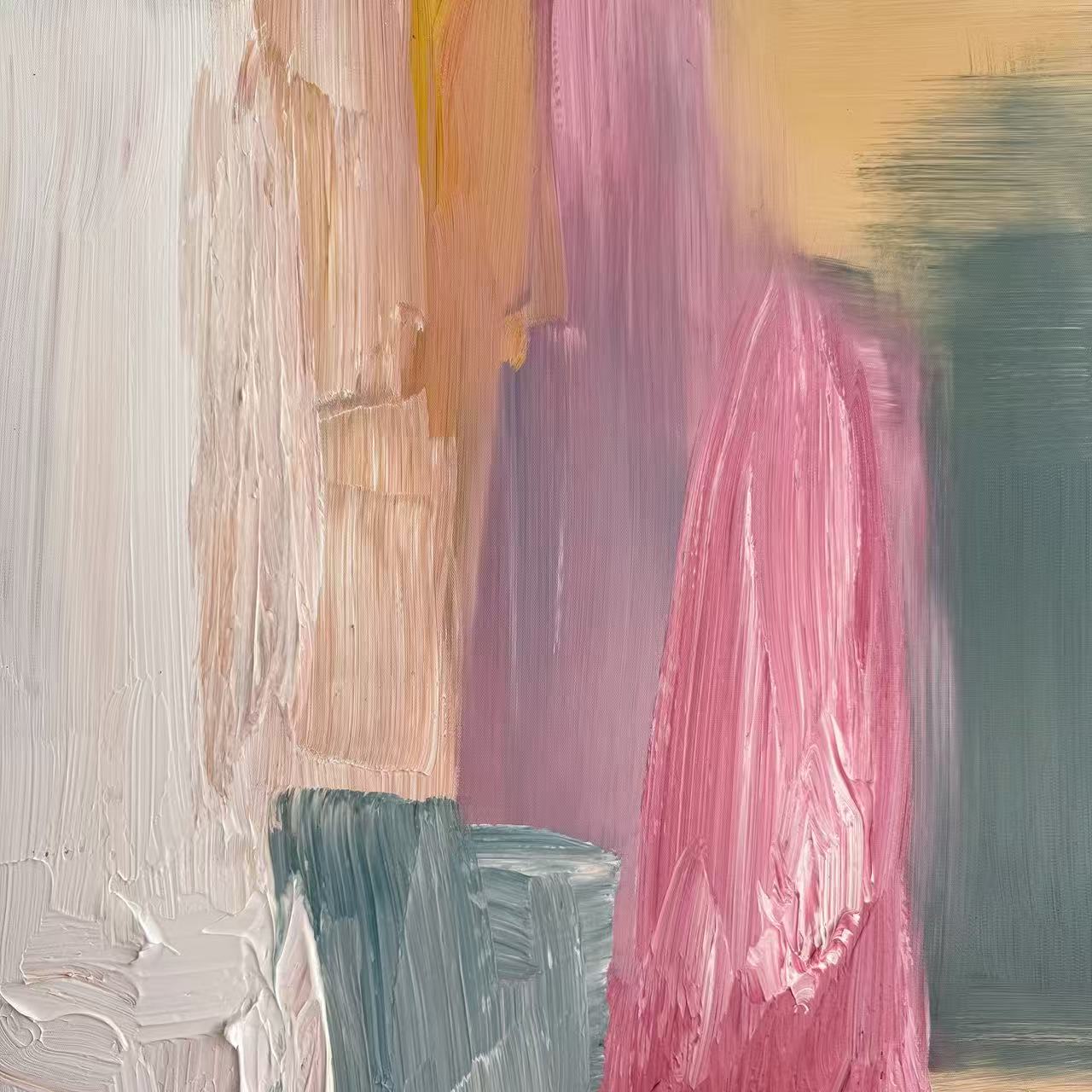 Rose Haze hand painted oil painting close up detail textured abstract wall art NZ