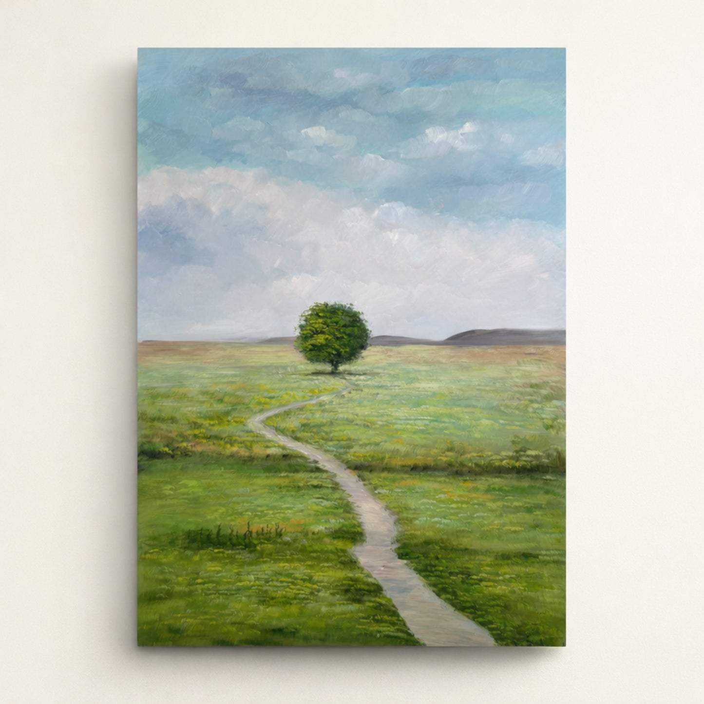 Still Meadow hand painted oil painting 70x100cm landscape wall art NZ unframed front view