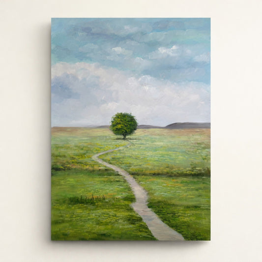 Still Meadow hand painted oil painting 70x100cm landscape wall art NZ unframed front view