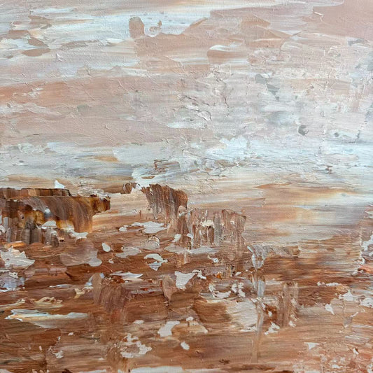 Terra Haze textured oil painting detail earthy wall art terracotta and clay tones