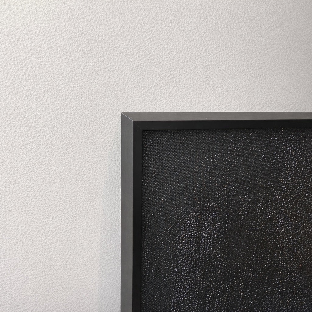 Abyss black frame corner detail ready to hang
