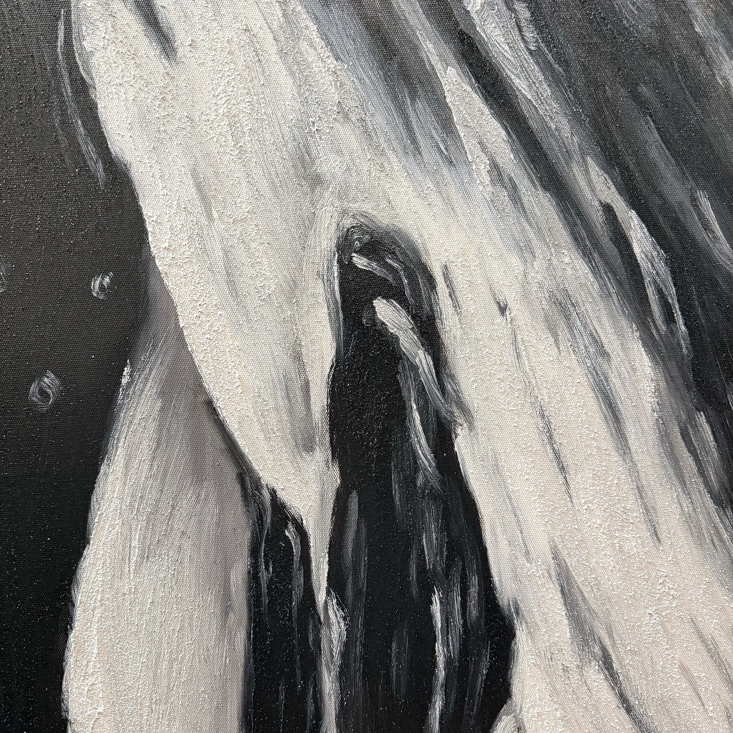 Abyss textured impasto oil painting canvas deep indigo detail close up