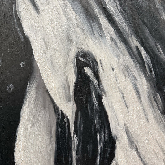 Abyss textured impasto oil painting canvas deep indigo detail close up