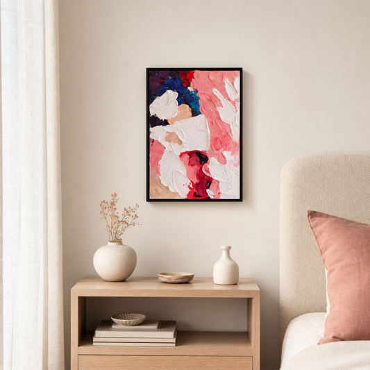 Blush & Bloom hand-painted wall art in styled room scene