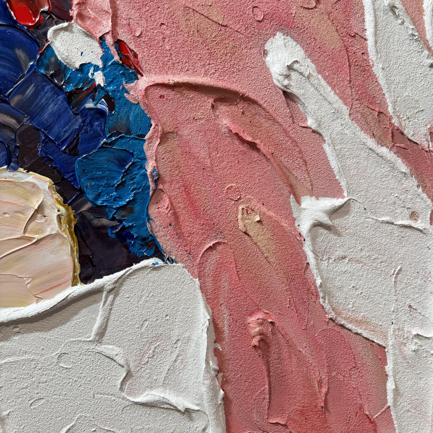 Blush & Bloom floral textured oil painting canvas impasto petal detail close up