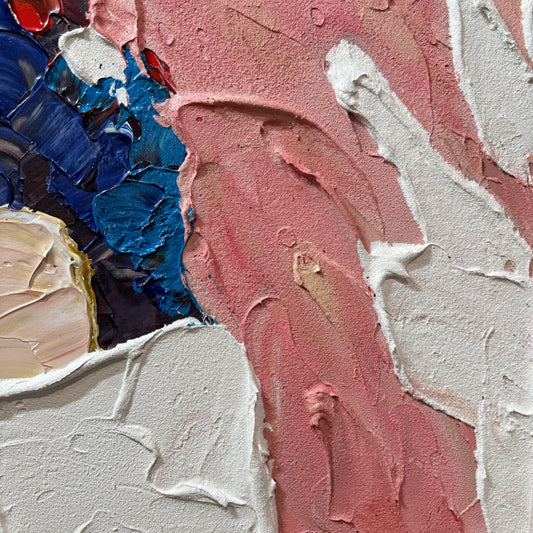 Blush & Bloom floral textured oil painting canvas impasto petal detail close up