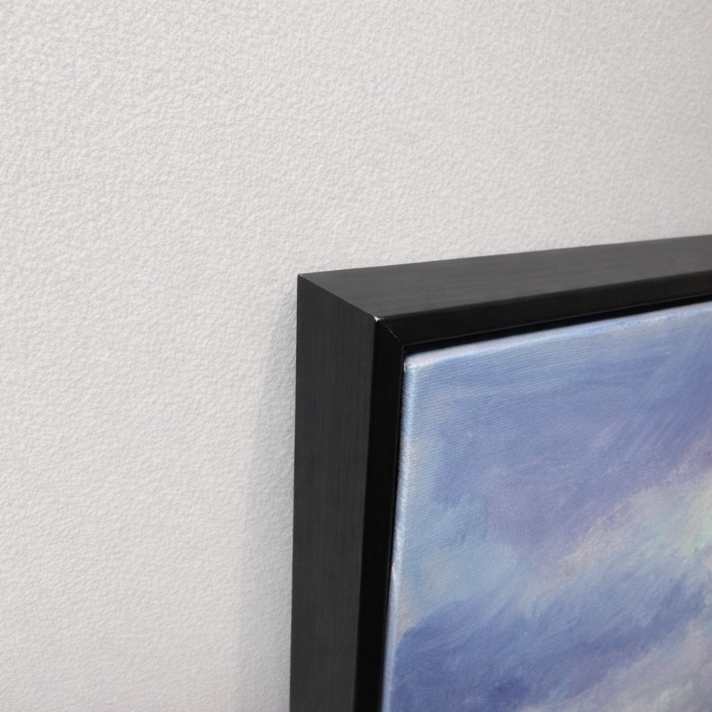 Coastal Dreams black frame corner detail ready to hang