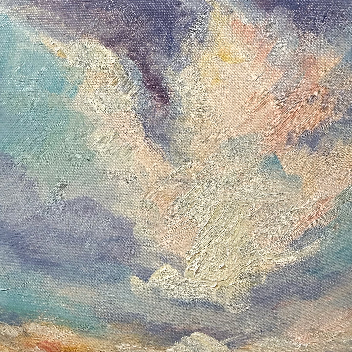 Coastal Dreams textured seascape oil painting sunset detail close up