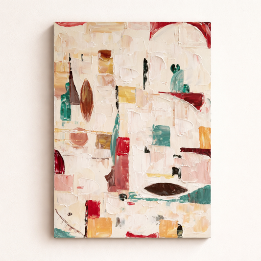 Cream & Confetti hand painted oil painting 50x70cm unframed canvas wall art NZ front view