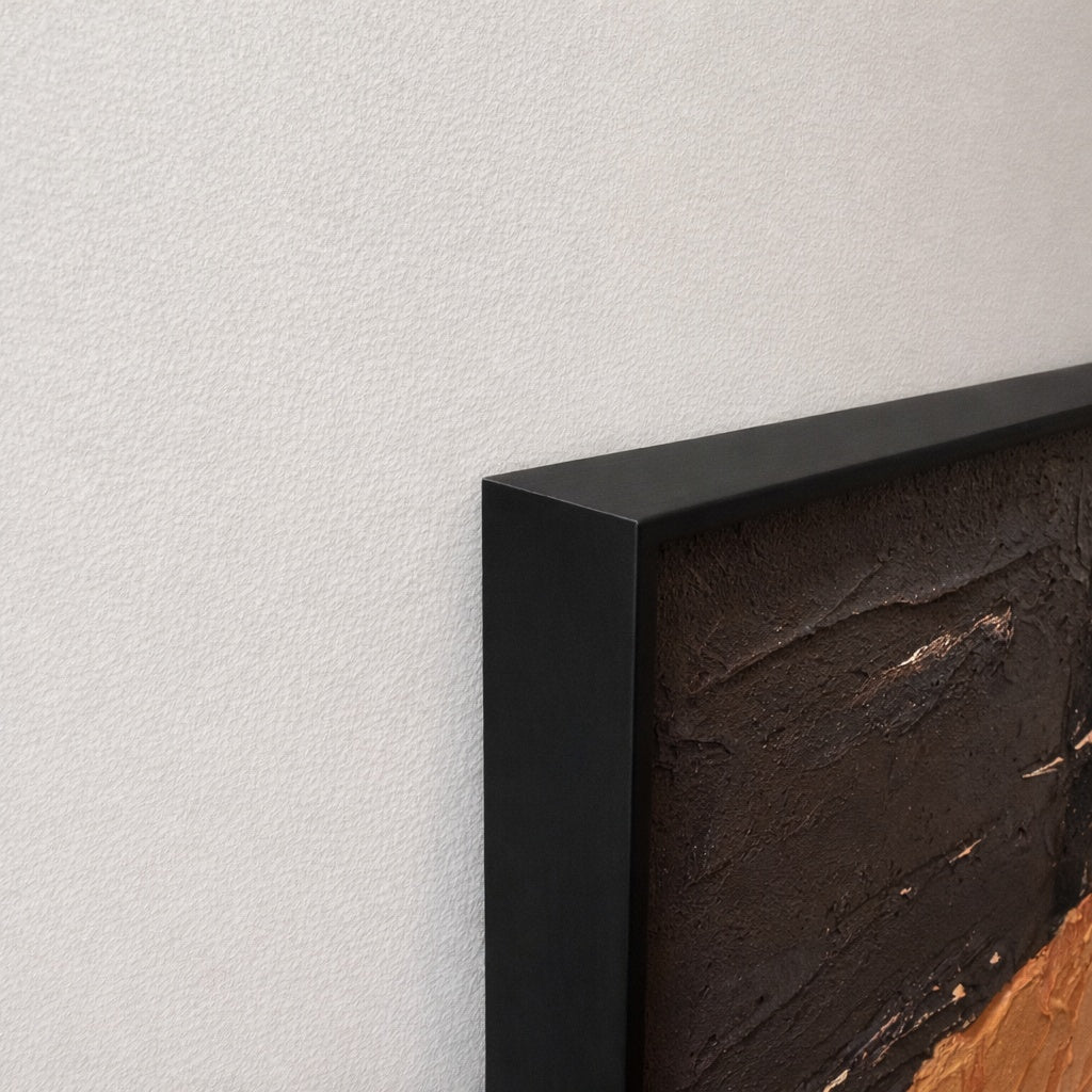 Crossfade black metal frame corner detail ready to hang