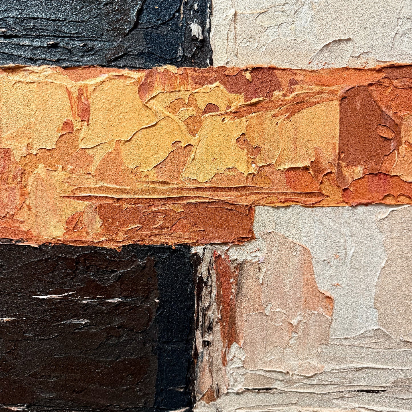 Crossfade textured impasto oil painting canvas charcoal blush detail close up