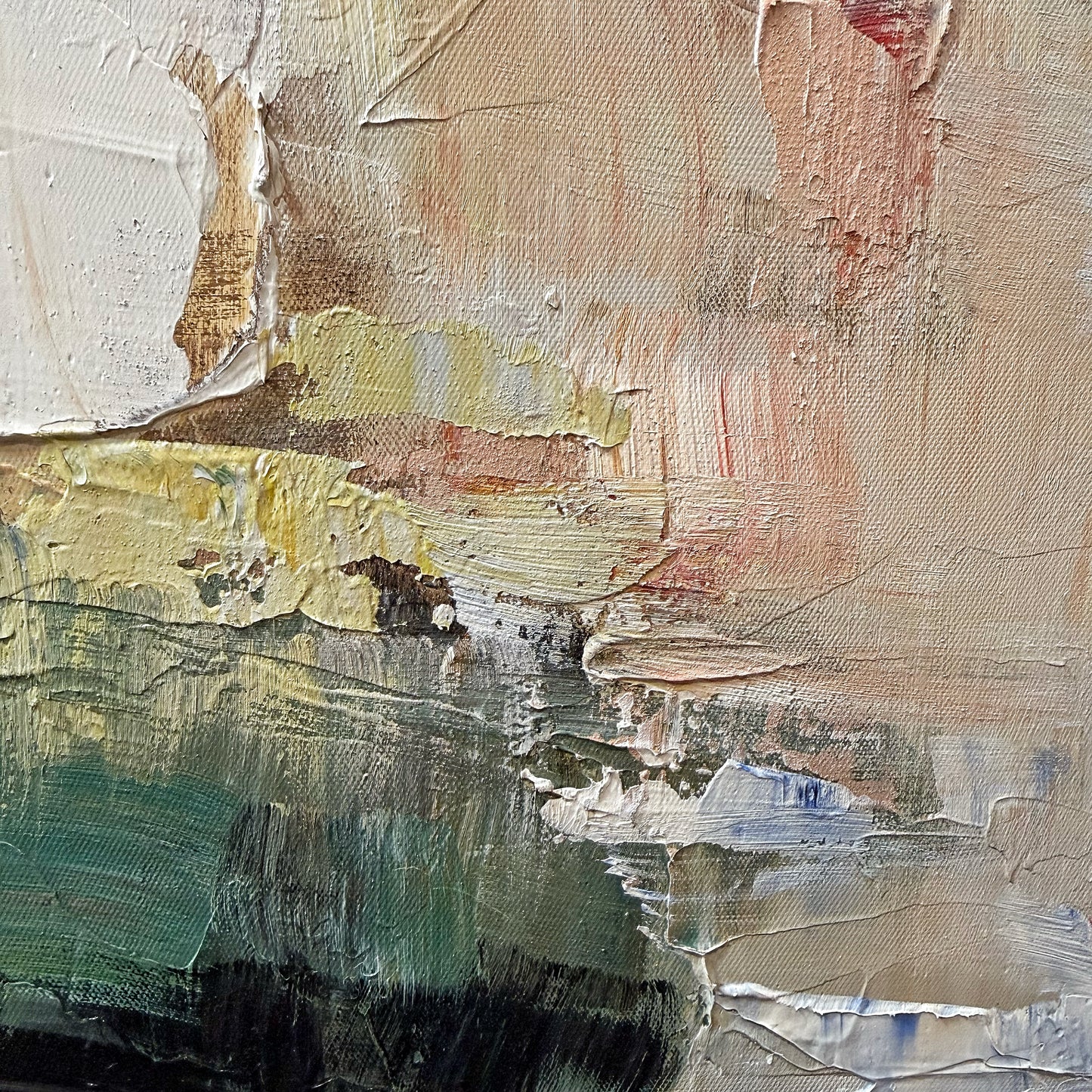 Dritti modern abstract textured oil painting canvas impasto detail close up