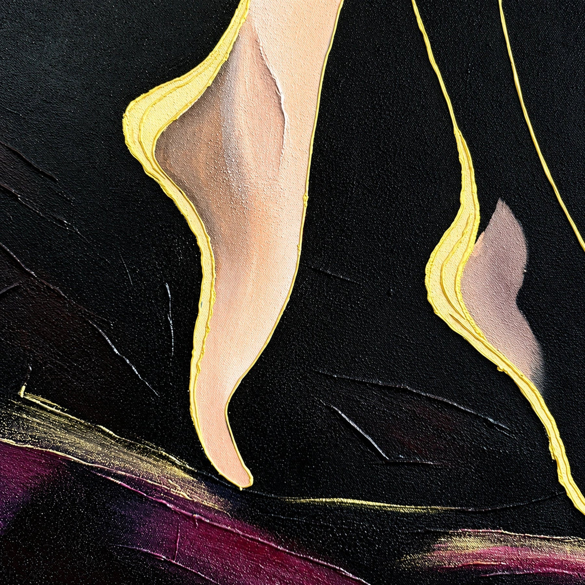 Tango Hand Painted Textured Oil Painting | Abstract Wall Art textured painting closeup detail