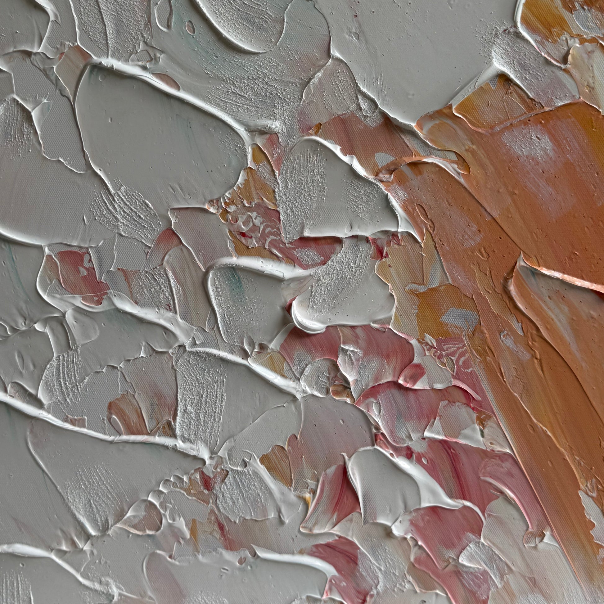 Seafoam & Saffron coastal textured oil painting canvas color detail close up