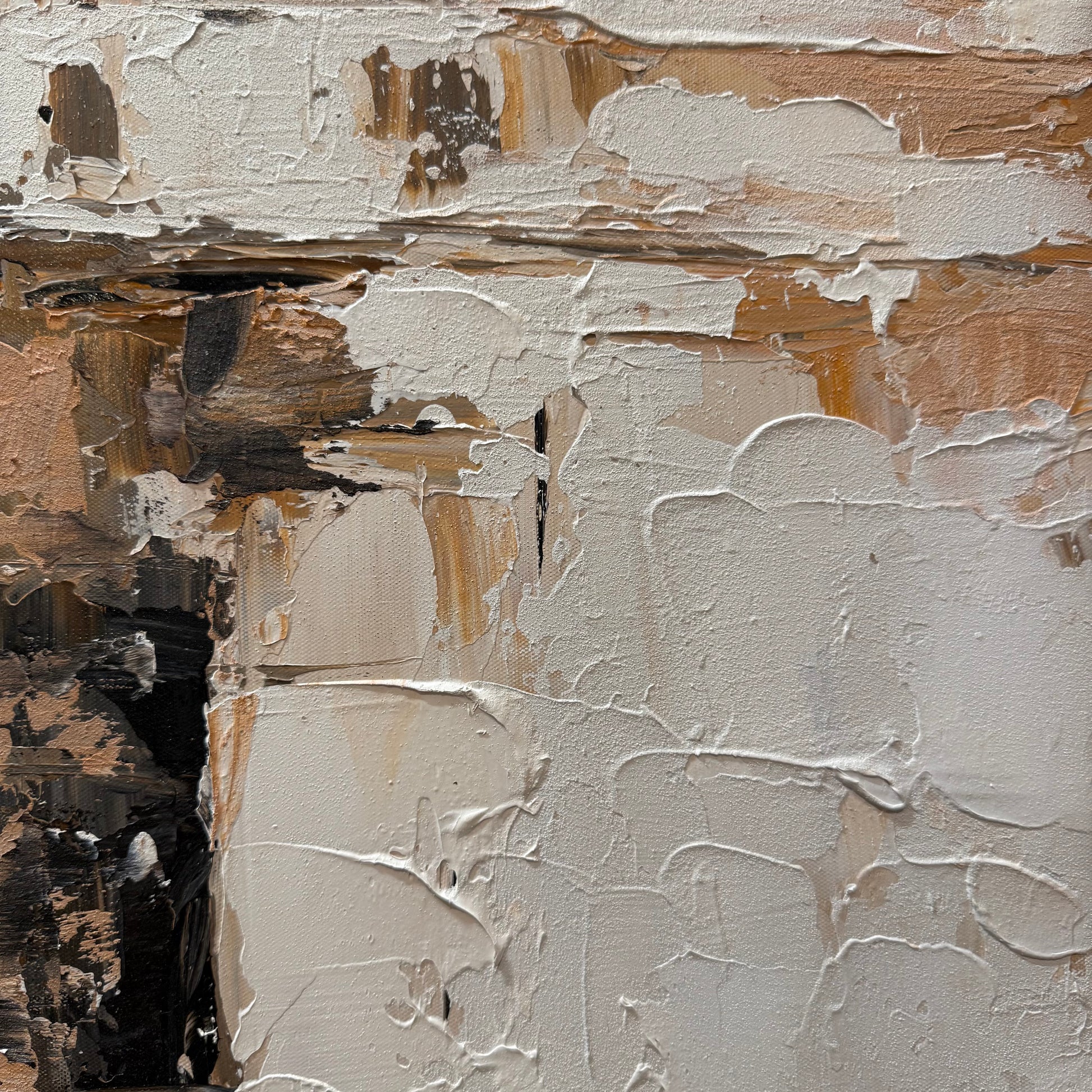 Soft Intersections geometric textured oil painting canvas pastel detail close up