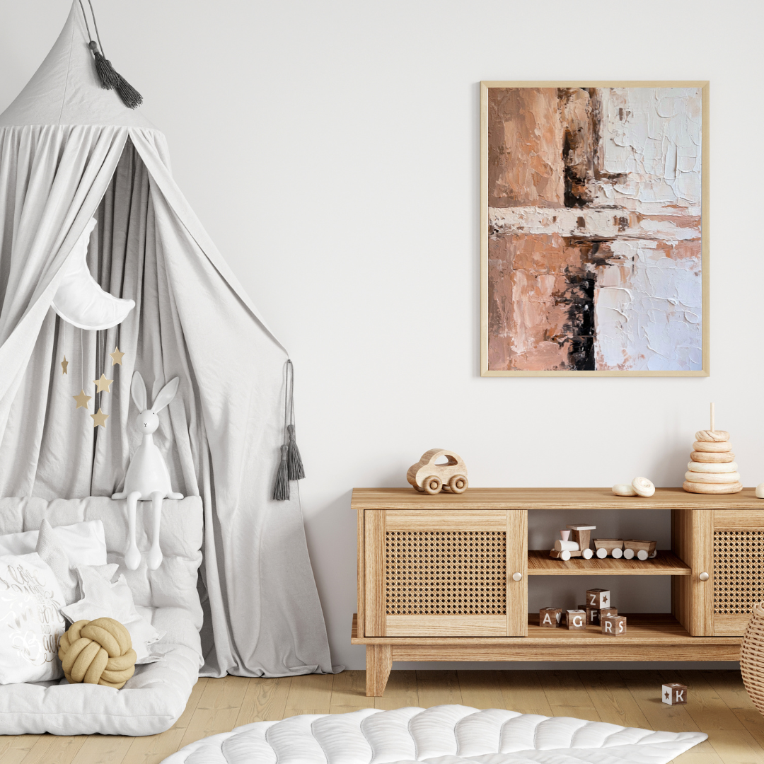 Soft Intersections minimalist wall art in modern NZ bedroom office